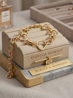 Rebecca Minkoff Polished Gold Link Statement Bracelet